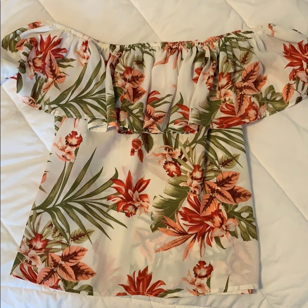 Floral off the shoulder top.